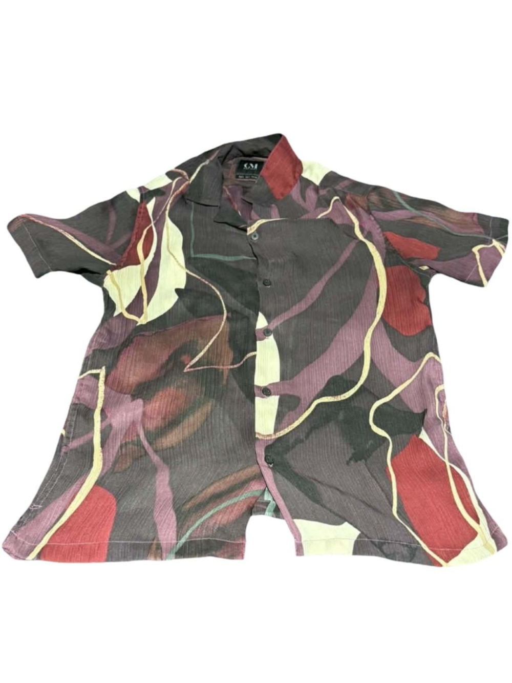 Men's Ricky Singh Casual Button Down Shirt S Purple Red Abstract #871
